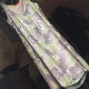 Tory Burch floral sequin cocktail shift dress - 6